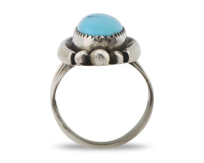 Navajo Ring .925 Silver Sleeping Beauty Turquoise Signed SkyStone Creations C80s