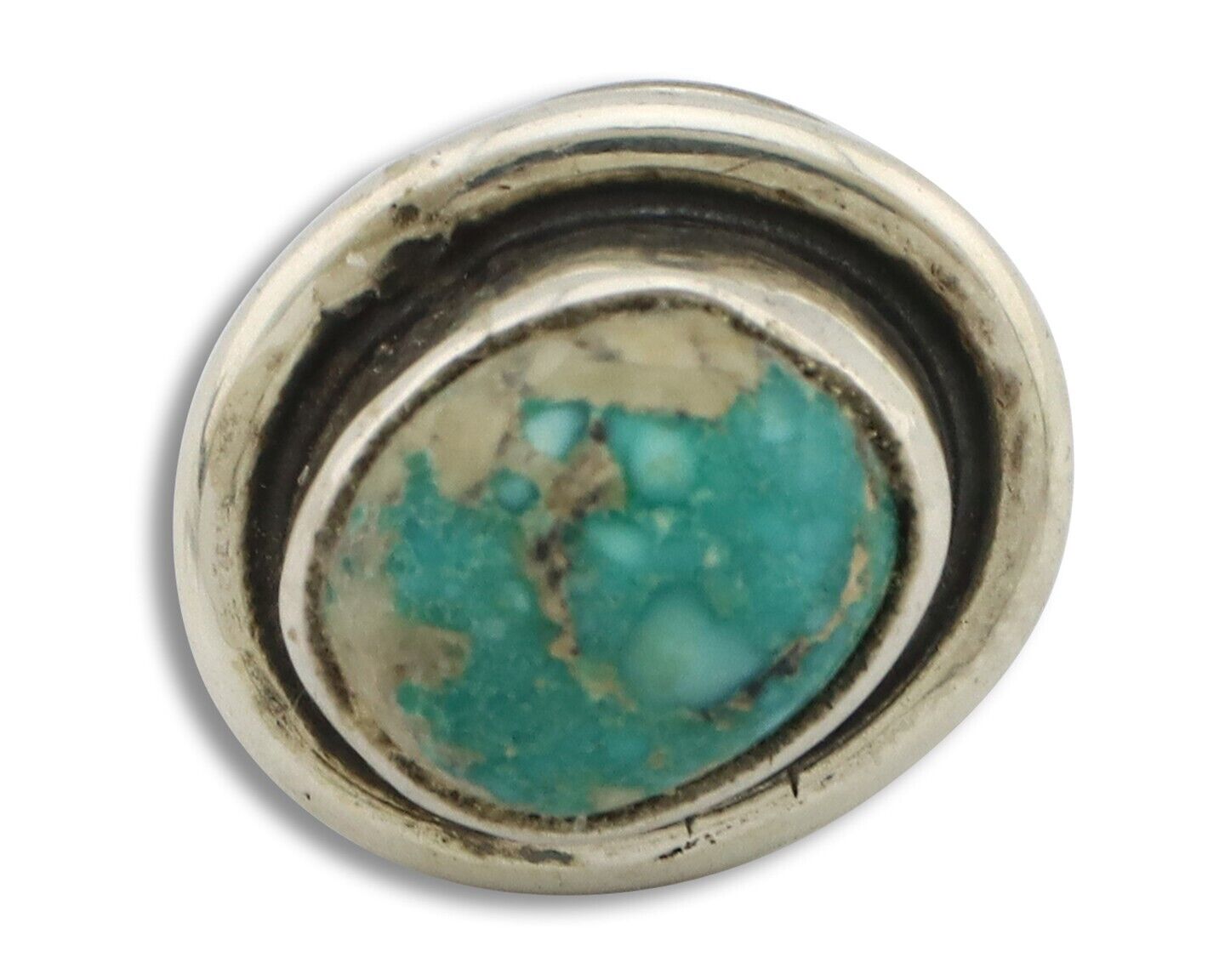 Navajo Tie Tack 925 Silver Natural Mined Turquoise Native American Artist C.80's