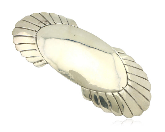 Navajo Hair Clip Barrette .925 Silver Hand Stamped Artist Signed C Montoya C80s