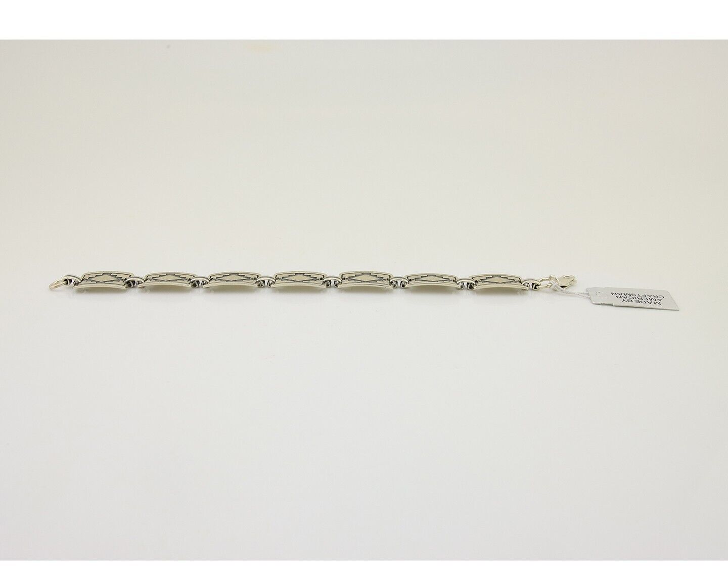 Navajo Hamdmade Link Bracelet 925 Silver Native American Artist C.80's
