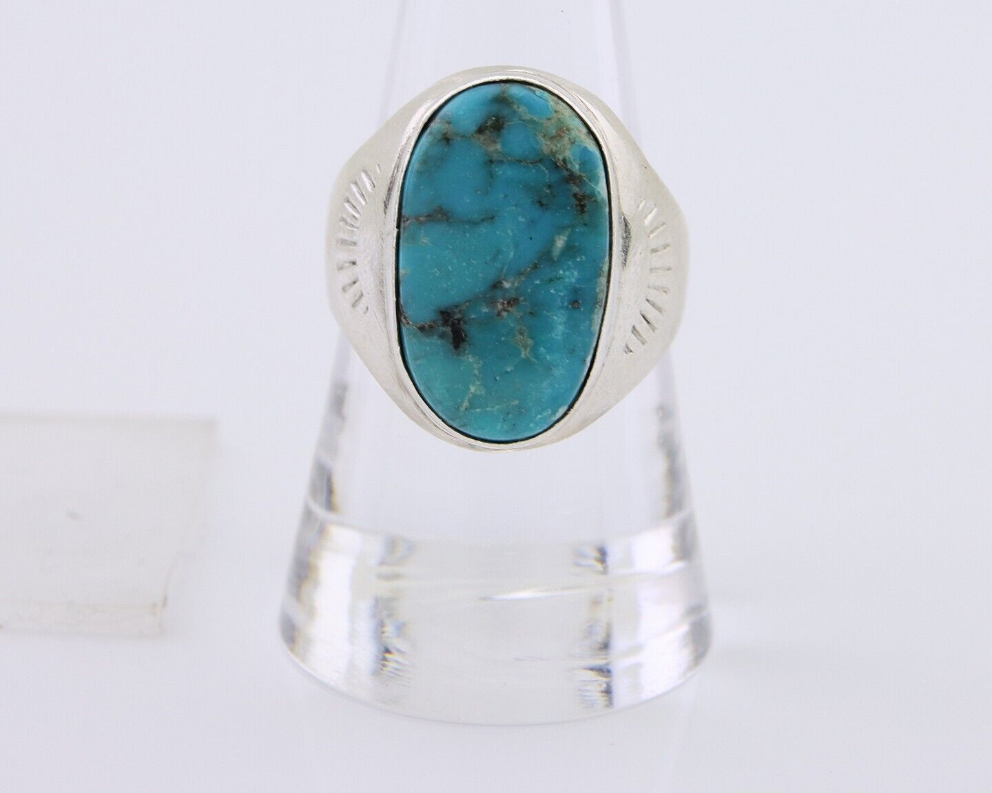 Navajo Handmade Ring 925 Silver Natural Mined Turquoise Artist C.80's