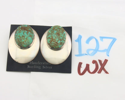 Navajo Earrings 925 Silver Handmade Natural Turquoise Native Artist C.80's