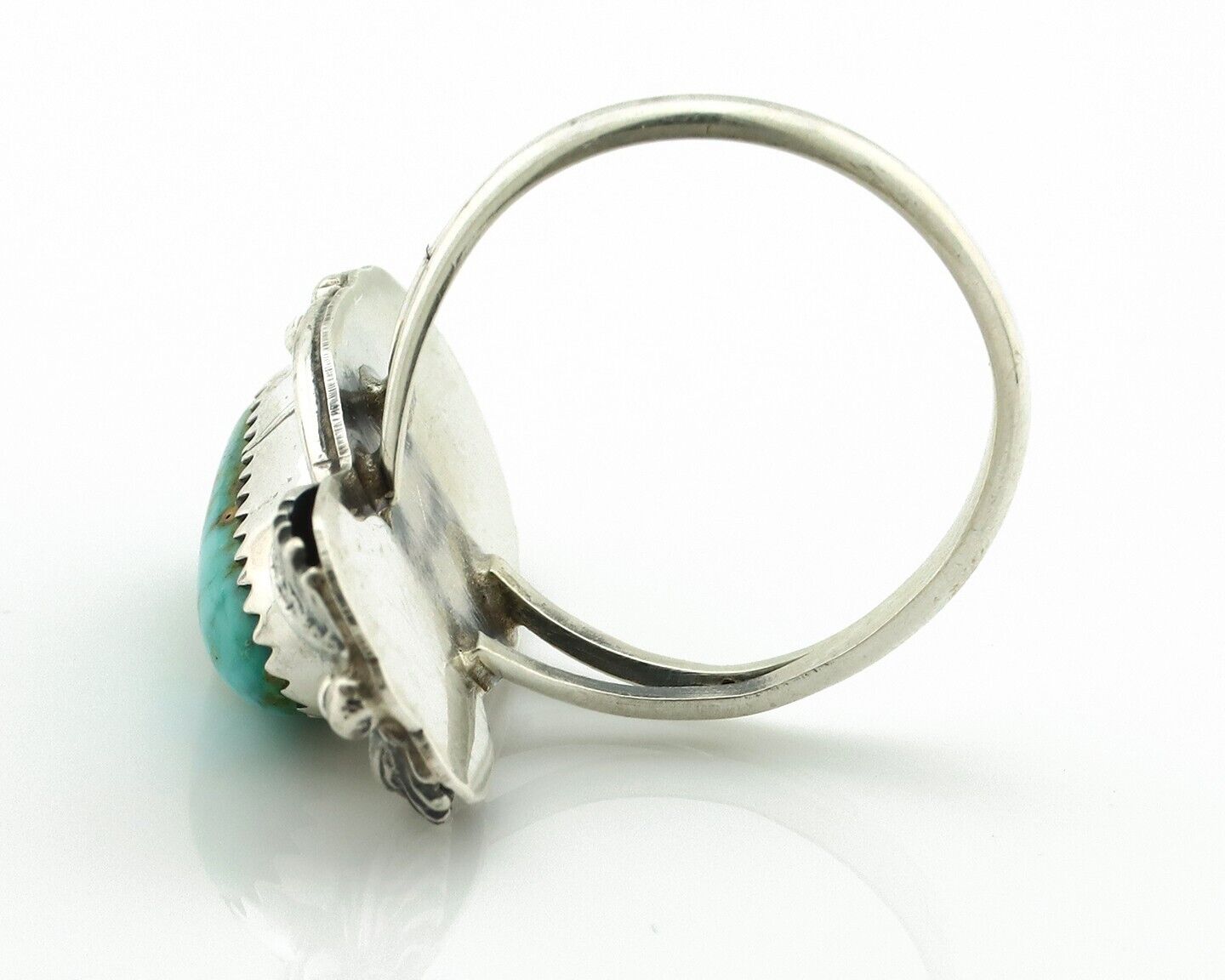 Navajo Ring .925 Silver Natural Mined Royston Turquoise Artist Signed SN C.80's