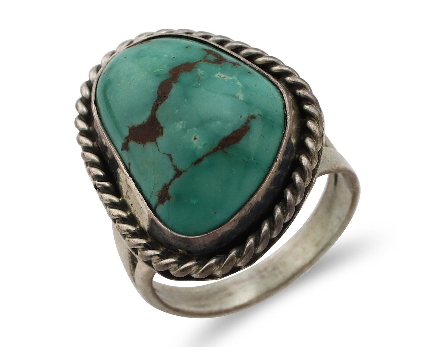 Navajo Ring 925 Silver Blue Turquoise Artist Signed N C.80's