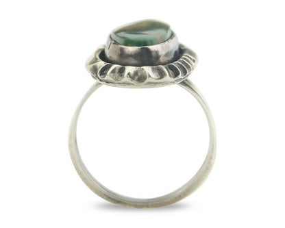 Navajo Ring 925 Sterling Royston Turquoise Native Artist C.80's Size 7.75