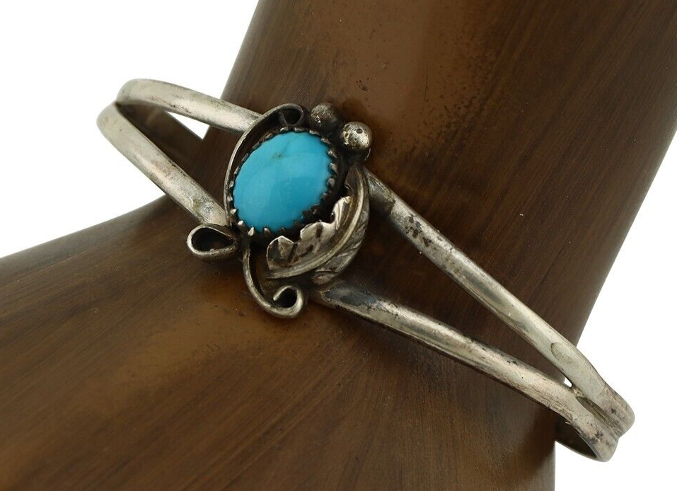 Navajo Slave Bracelet 925 Silver Arizona Turquoise Native American Artist C.80's