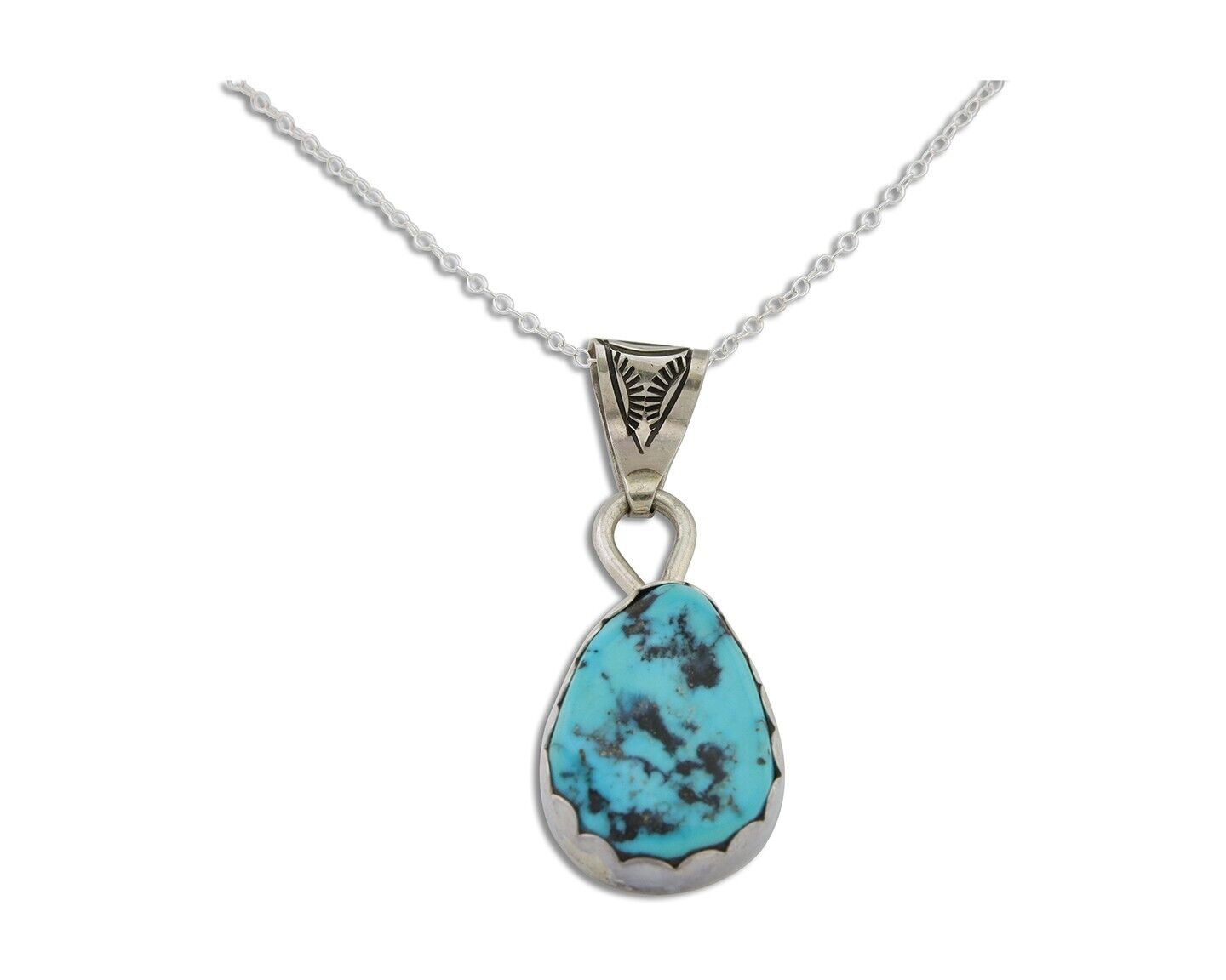 Navajo Necklace 925 Silver Natural Blue Turquoise Artist Tony Guerro C.80's