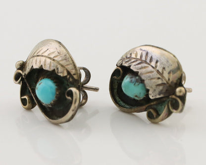 Navajo Earrings 925 Silver Natural Turquoise Native American Artist C.80's