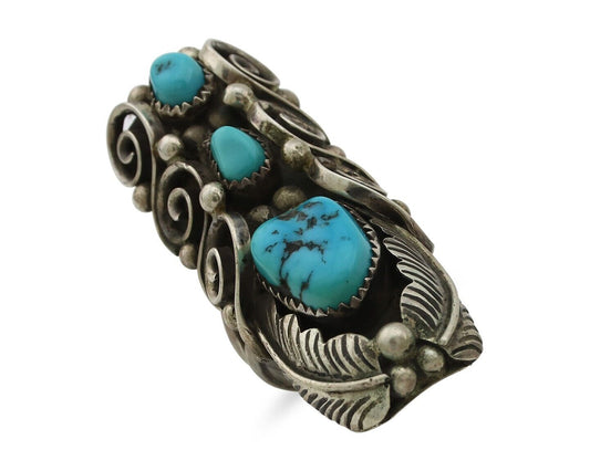Navajo Ring 925 Silver Sleeping Beauty Turquoise Native American Artist C.80's