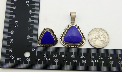 Navajo Pendant Earring Set 925 Silver Lapis Lazuli Signed William Denetdale C80s