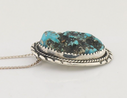 Navajo Necklace 925 Silver Sleeping Beauty Turquoise Native Artist C.85