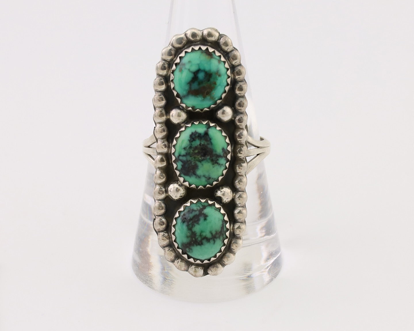 Navajo Handmade Ring 925 Silver Natural Turquoise Native American Artist C.80's