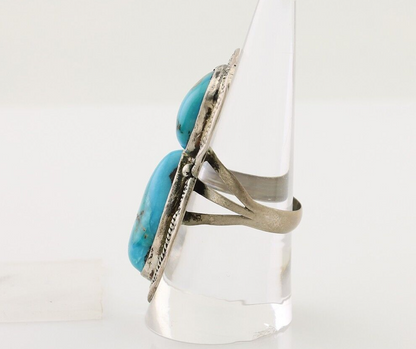 Navajo Handmade Ring 925 Silver Natural Tuquoise Artist Signed Tom Willeto C.80s