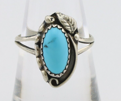 Navajo Ring 925 Silver Sleeping Beauty Turquoise Signed SkyStone Creations C80s