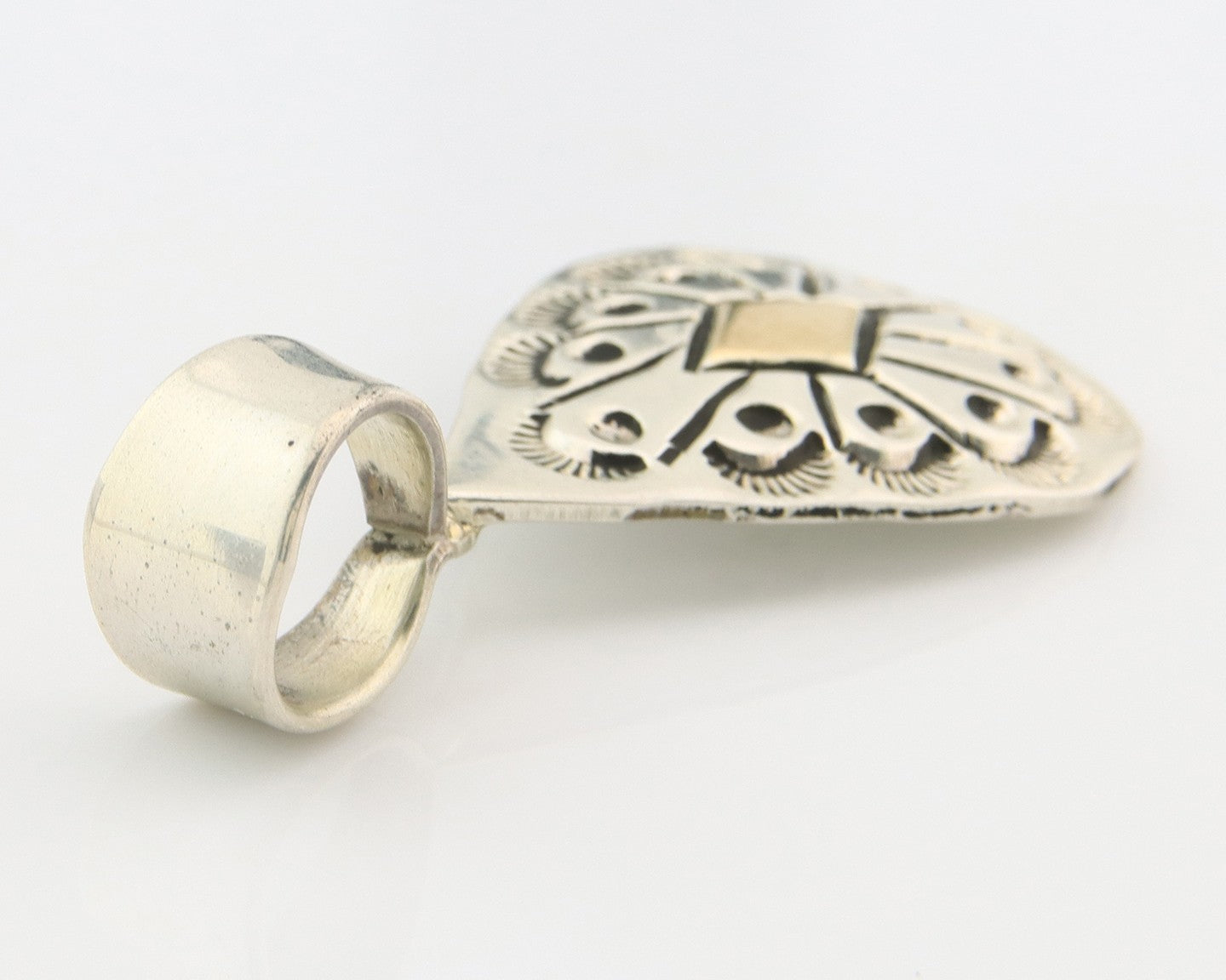 Navajo Kokopelli Pendant Sterling Silver & Gold Authentic Traditional Signed RT