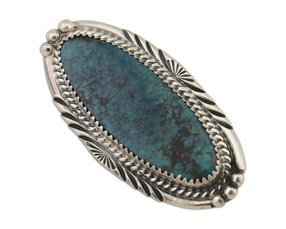 Navajo Pin Pendant 925 Silver Turquoise Hand Stamped Artist Signed D C.80's