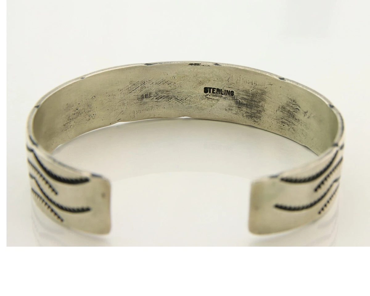 Navajo Cuff Bracelet 925 Sterling Silver Vintage Heavy Hand Stamped
