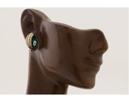 Navajo Earrings 925 Silver Natural Turquoise Native American Artist C.80's