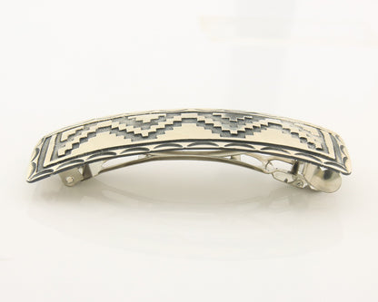 Vintage Navajo Barrette 925 Sterling Silver Hand Stamped Signed DB