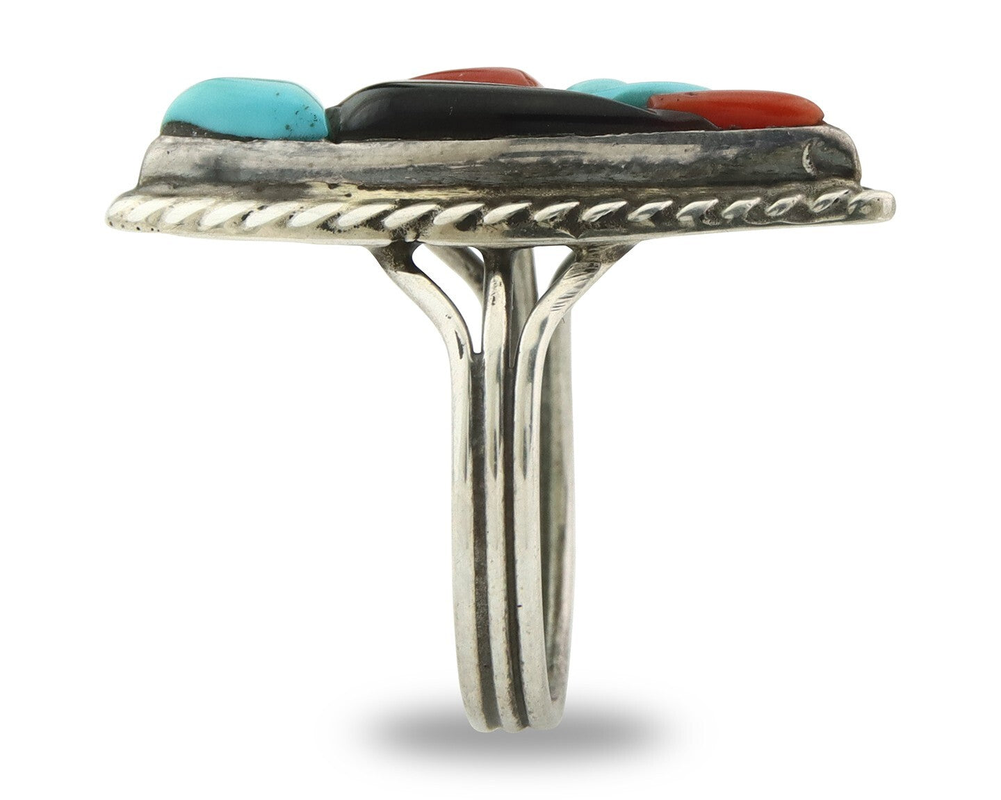 Vintage Zuni Ring 925 Sterling Silver Gemstone Signed R & GT Size 6.0