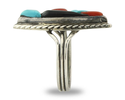 Vintage Zuni Ring 925 Sterling Silver Gemstone Signed R & GT Size 6.0