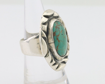 Navajo Ring 925 Silver Kingman Turquoise Native Artist Signed C Montoya C.80's