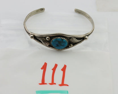 Navajo Handmade Bracelet 925 Silver Spiderweb Turquoise Native American C.80's