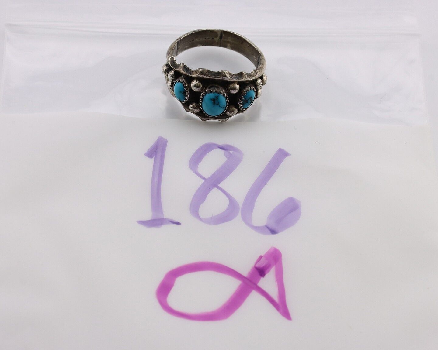 Navajo Ring 925 Silver Blue Artist Signed SkyStone Creations C.80's