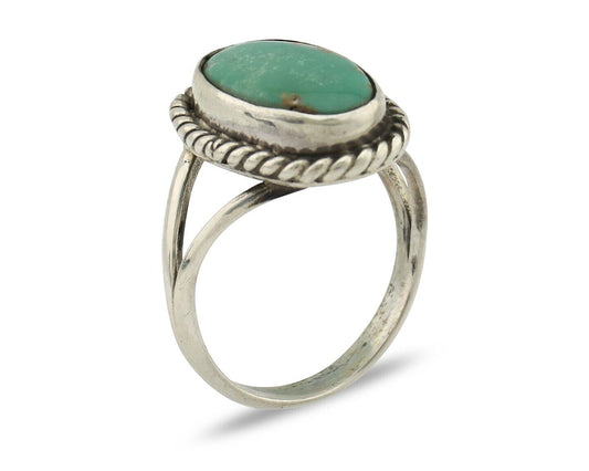 Navajo Ring 925 Silver Kingman Turquoise Native American Artist C.80's