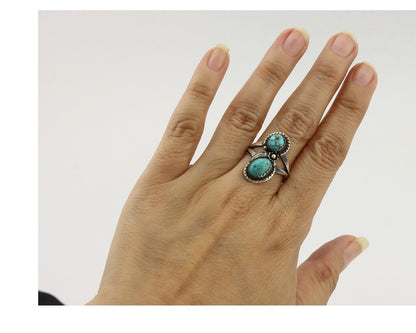 Navajo Ring 925 Silver Natural AAA Blue Spiderweb Turquoise Tom Willeto C.80's