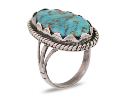 Navajo Ring 925 Silver Natural Blue Turquoise Native American Artist C.80's