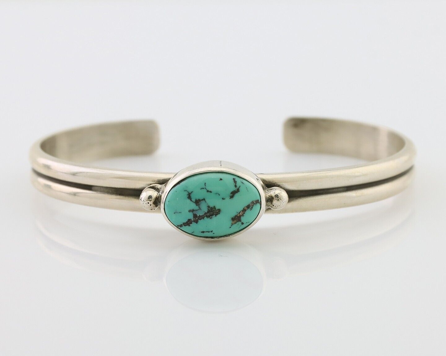 Navajo Cuff Bracelet 925 Silver Natural Blue Turquoise Native American C.80's