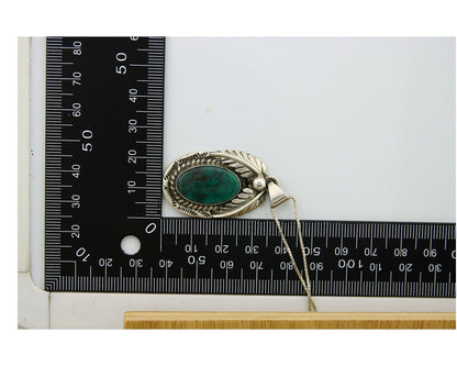 Navajo Necklace 925 Silver Natural Turquoise Handmade Signed Sun Rise C.80's