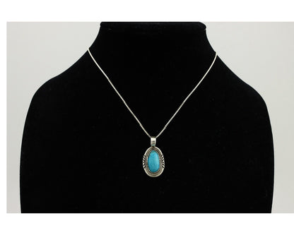 Navajo Necklace 925 Silver Kingman Turquoise Signed Anna Begay C.80's
