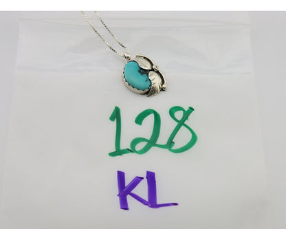 Navajo Necklace 925 Silver Natural Blue Turquoise Artist Signed D Zachary C.80's