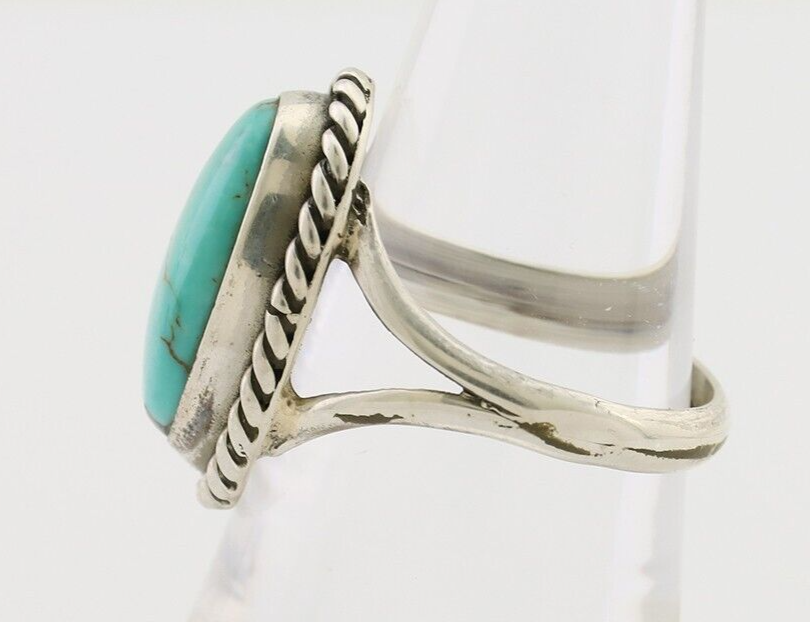 Navajo Ring 925 Silver Natural Blue Turquoise Native American Artist C.80's
