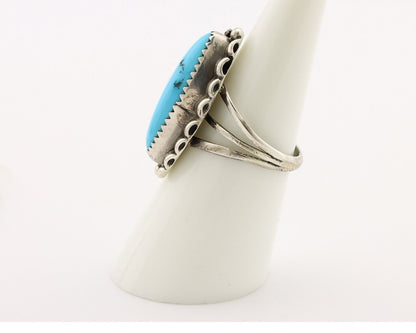 Navajo Ring 925 Silver Sleeping Beauty Turquoise Signed SC C.80's