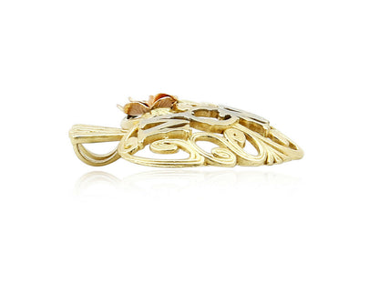 Mom Heart & Flower Yellow Rose White Gold Pendant