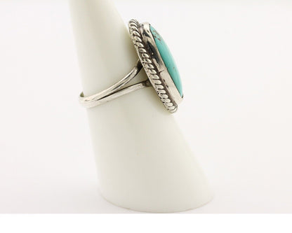 Navajo Ring 925 Silver Kingman Turquoise Artist Signed M Montoya C.80's