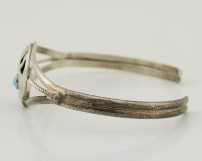 Navajo Paw Bracelet 925 Silver Blue Turquoise Native American Artist C.80's
