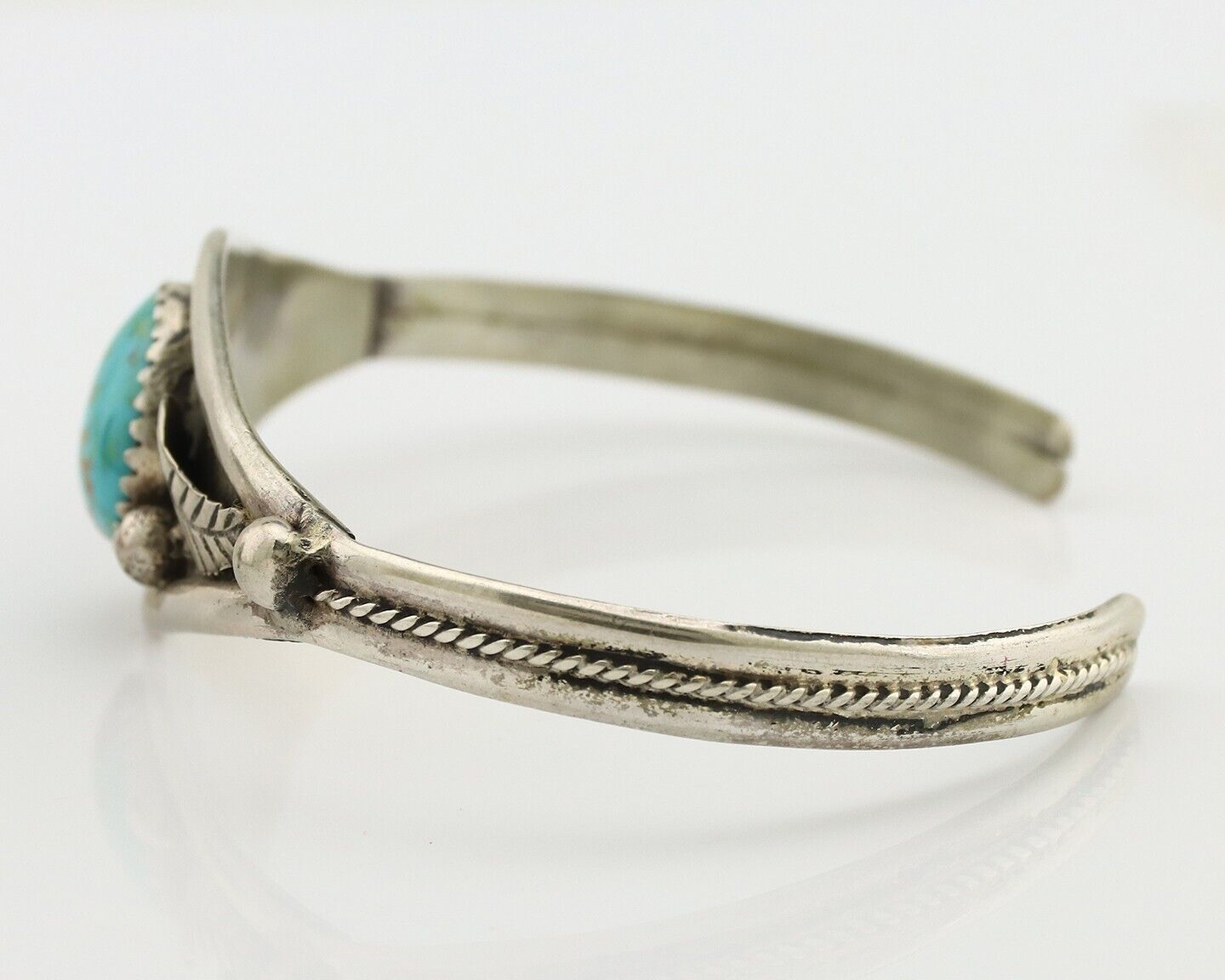 Navajo Bracelet 925 Silver Kingman Turquoise Native American Artist C.80's