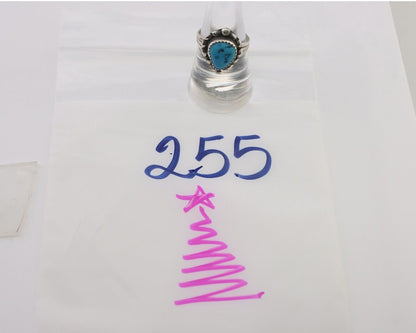 Navajo Ring 925 Silver Sleeping Beauty Turquoise Artist Signed SC C.80's
