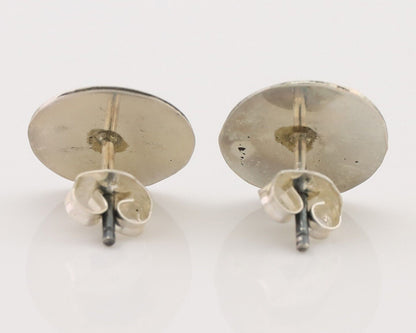 Navajo Handmade Earrings 925 Silver Natural Turquoise Native Artist C.80's
