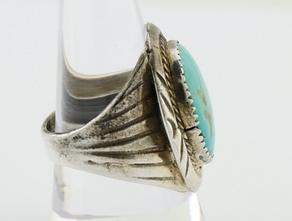 Navajo Ring 925 Silver Kingman Turquoise Artist Signed JMC C.80's