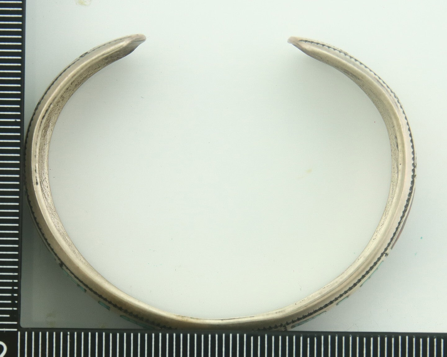 Navajo Bracelet 925 Silver Inlaid Coral Turquoise Cuff Artist Signed LB C.80's