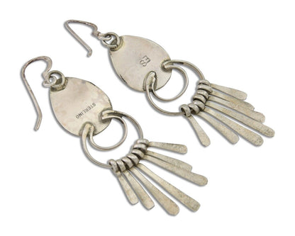 Navajo Dangle Earrings 925 Silver Natural Turquoise Artist Signed ES C.80's