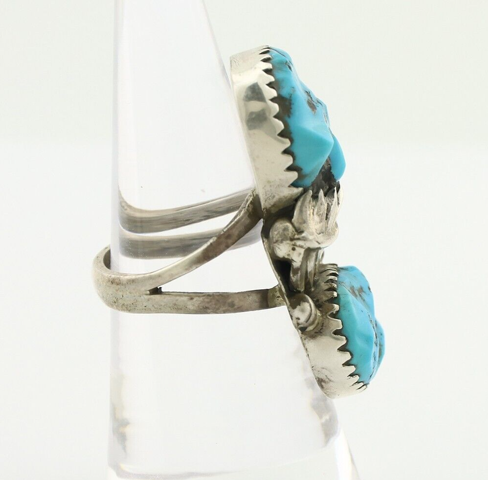 Zuni Ring 925 Silver Sleeping Beauty Turquoise Artist Signed SC C.80's