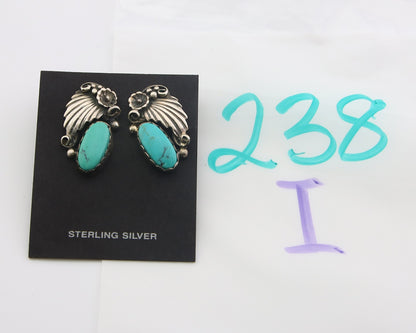 Navajo Earrings 925 Silver Natural Turquoise Native American Artist C.80's