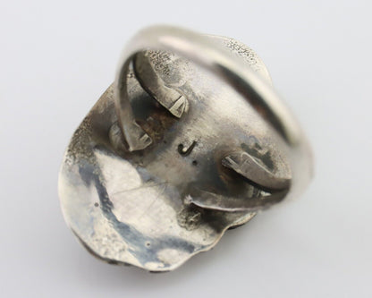 Navajo Handmade Ring 925 Silver Natural Turquoise Signed Jason Livingston C.80's