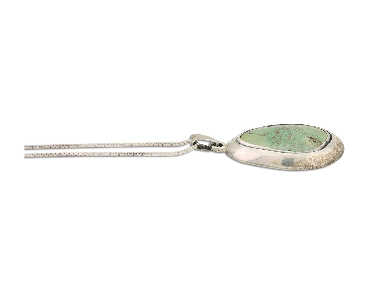 Navajo Necklace 925 Silver Natural Green Turquoise Native American Artist C.80's